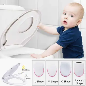 

Round Adult Toilet Seat With Child Potty Training Cover PP Material Double Seats Safe Convenient For Adult Children