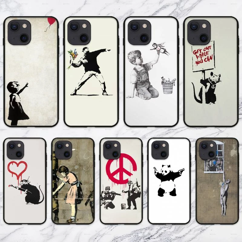 iphone 11 Pro Max  silicone case Banksy Art Phone Case For iPhone 11 12 Mini 13 Pro XS Max X 8 7 6s Plus 5 SE XR Shell iphone 11 Pro Max  silicone case