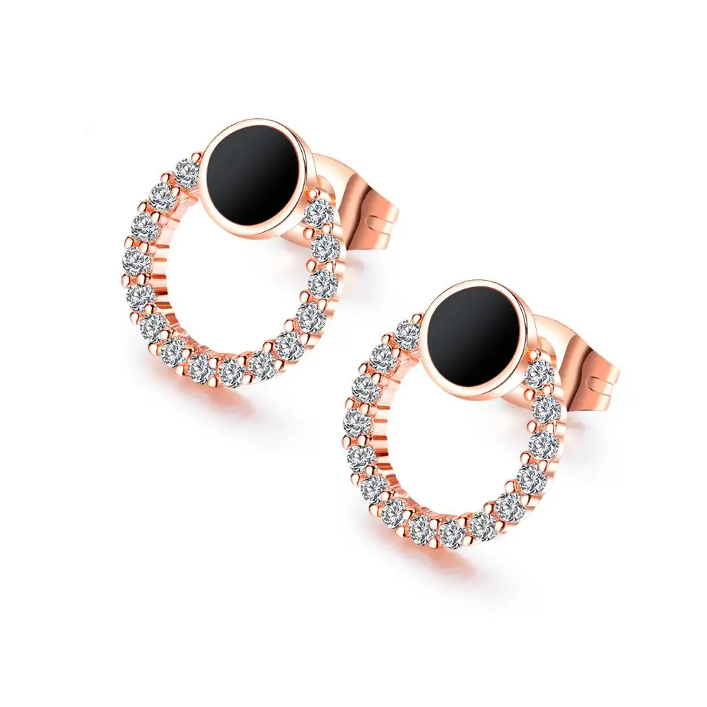 

GU-34 Hot Forever Clear CZ Circle Round Stud Earrings With Beautiful Cubic Zircon Fine Jewelry