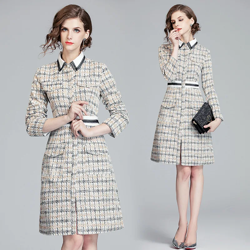

Dress 2019 Autumn And Winter New Style Debutante Slim Fit Waist Hugging Thousands of Birds Elegant One-step Skirt