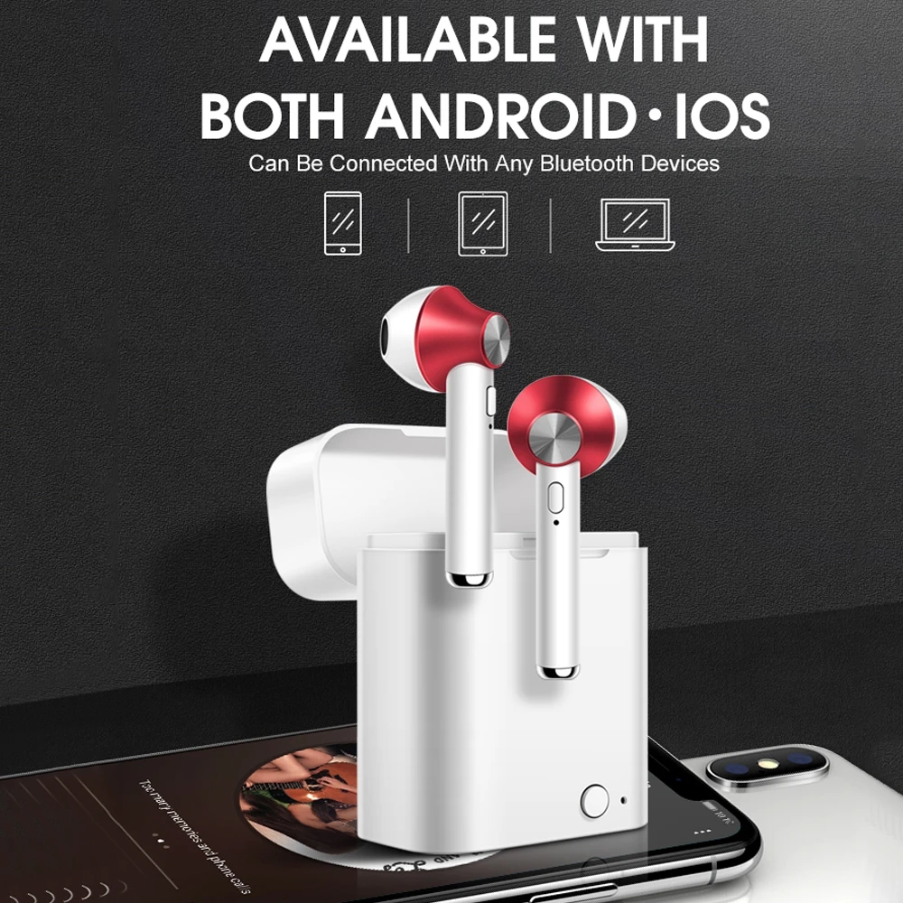 TWS Bluetooth 5 0 стерео наушники Беспроводные спортивные басовые с микрофоном для Iphone