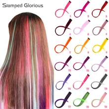 Штампованные великолепные клип-в один кусок для наращивания волос чистый цвет длинные прямые синтетические волосы поддельные волосы штук клип