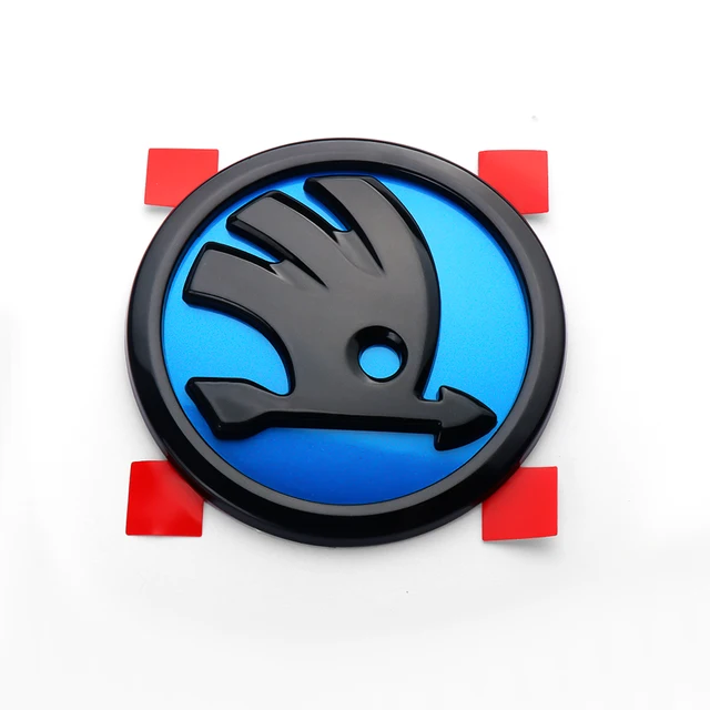 80/90mm Car Emblem ABS Front Hood Bonnet Rear Trunk Decor Sticker For Skoda Yeti Fabia Octavia 3 2 Kodiaq Karoq Rapid Yeti A5 A7 blue-90mm
