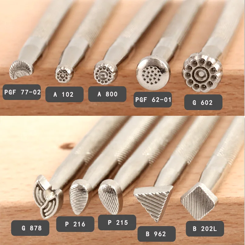 Leather Stamping Tool Kit Stripe Petal Pattern Designs DIY Leathercraft