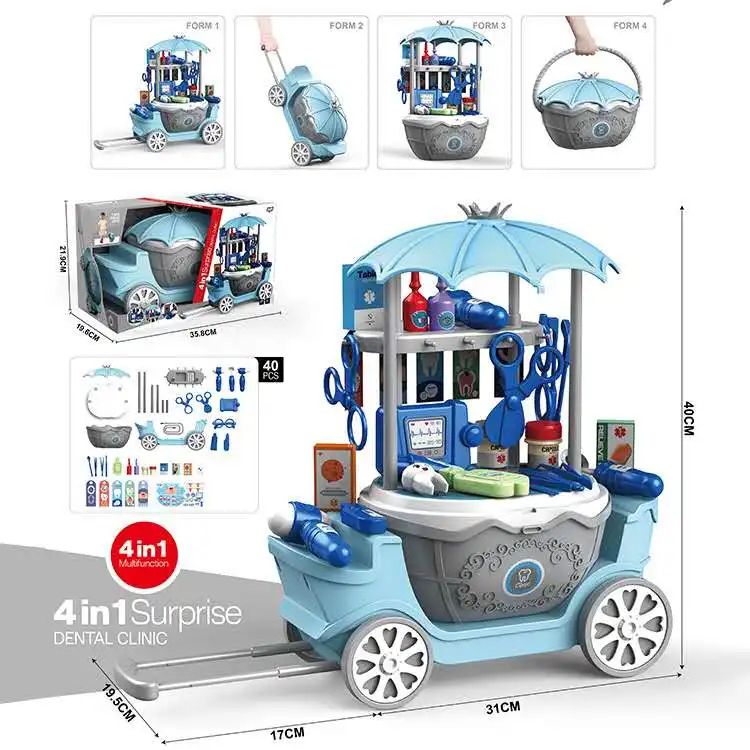 4 IN 1 Holiday Birthday Gift Children Girl Princess Pretend play Simulation Shopmarket hamburge Trolleys supermarket cart toy 3