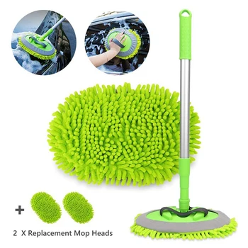 

2 In 1 Car Window Cleaner Brush,Microfiber Windshield Glass Cleaning Tool with 45 inch Aluminum Alloy Long Handle for Washing Tr