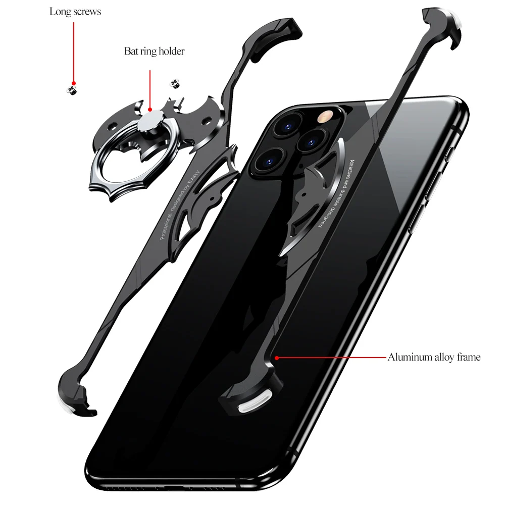 OATSBAS в форме летучей мыши Роскошный металлический чехол для Iphone 11 11pro чехол 360 градусов Полная Защита задняя крышка для Iphone 11 pro max