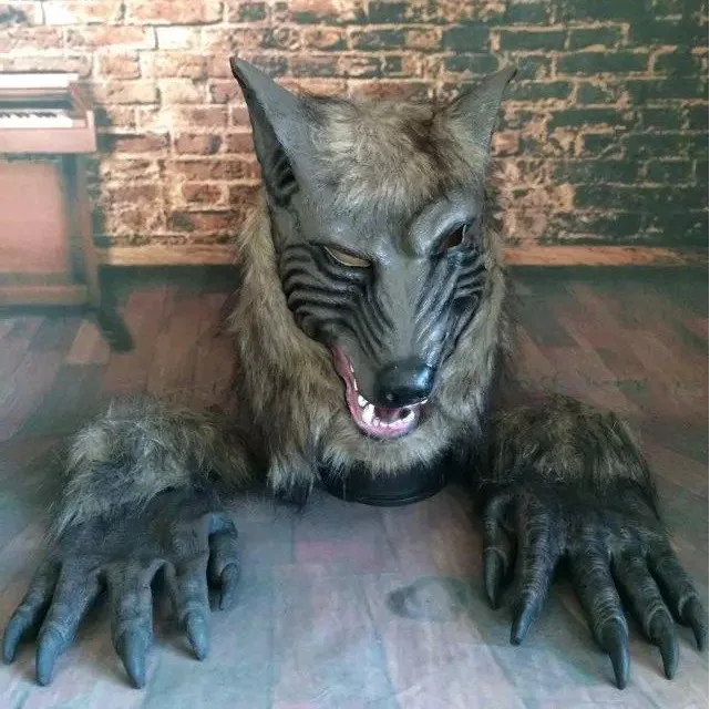 Wolf Head Full Face Mask Scary Mask Halloween Skull Mask Masquerade Masks Horror Animal Masquerade Prom Prop Mask Ghost Face