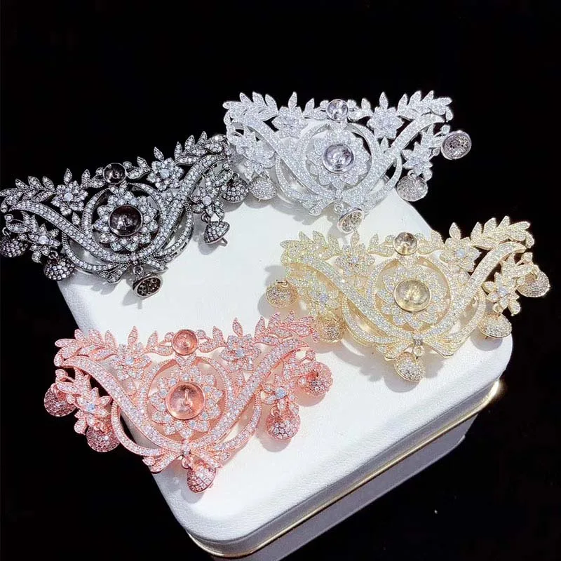 66x43mmWomen's High Quality CZ-inlaid Pearl  Bracelet Buckle, necklace buckle, sweater chain connection buckle, excluding pearls