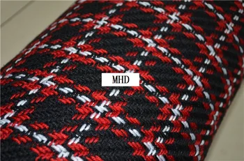 

Free ship tweed fabric black and white and red weaved style 59" wide