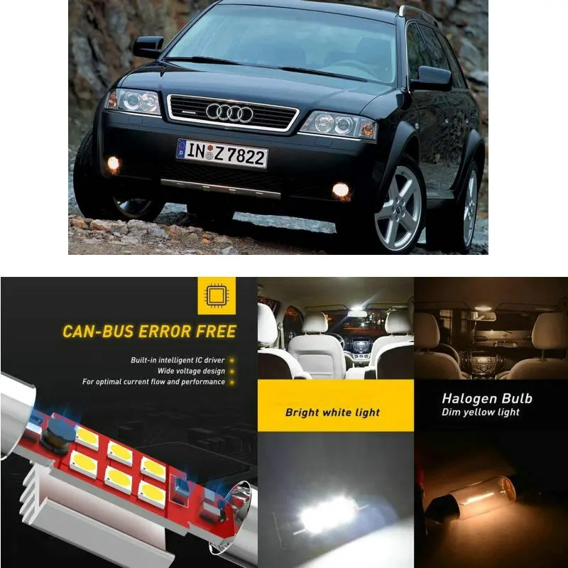 

LED Interior Car Lights For Audi ALLROAD 4BH C5 Interior rear trunk glove box make-up mirror lighting error free