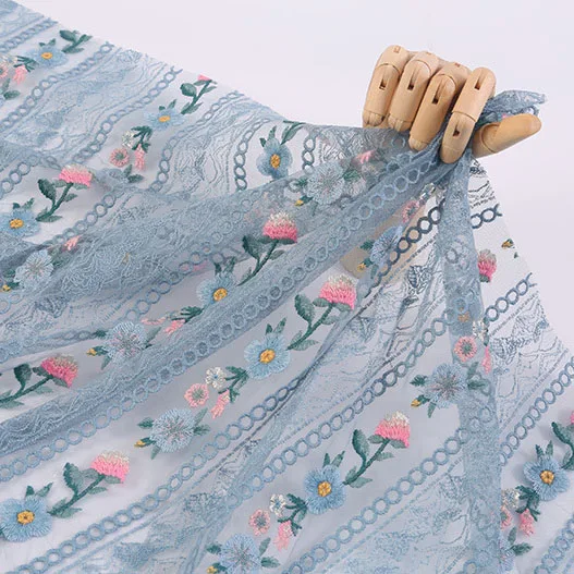 200x130 см полиэстер Гибискус Цветочная вышивка сетчатая ткань газ diy платье сценическая одежда ткань