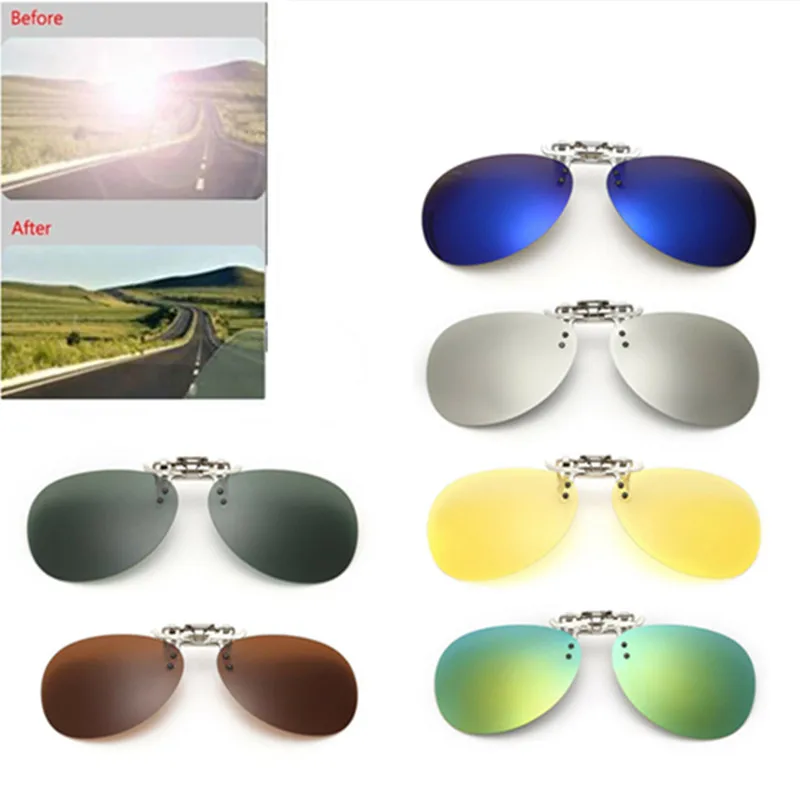 Polarized Sunglasses Clip On Flip-Up Eyeglass Wear Over Eyeglasses UV400 Shades 