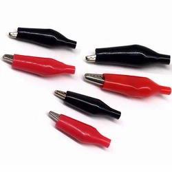 10 Pcs 45MM Black Red Plastic Coated Testing Probe Mini Alligator Test Clips G98 Crocodile Electrical Clamp Testing Probe Meter