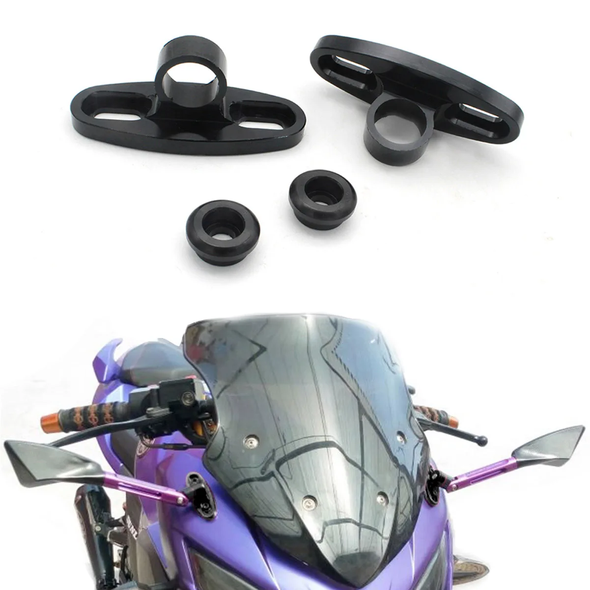 Для YAMAHA CNC боковые зеркала заднего вида адаптер YZF R1 R6 R3 R25 R15 FZ1 FZ6 FZ8 XJR400 XJR1300 MT01 MT15