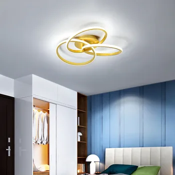 

Creative personality Golden bedroom lamp study restaurant LED ceiling lamp round Nordic style post-modern room lamp