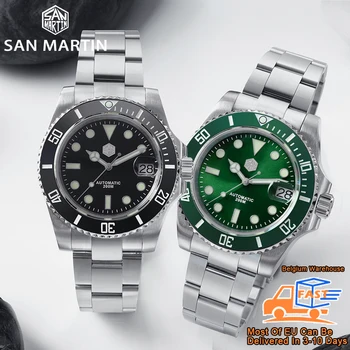 San Martin Diver Water Ghost Luxury Sapphire Crystal Men Automatic Mechanical Watches Ceramic Bezel 20Bar Luminous Date Window 2