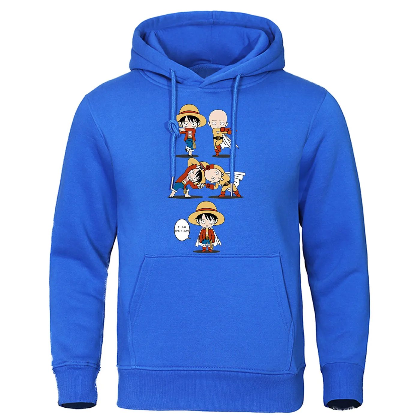 Luffy Vs Saitama Hoodie One Piece Crossover One Punch Man Pullover Cool Design Harajuku Gray Sweatshirt Japanese Anime Men Hoody Prize Plums