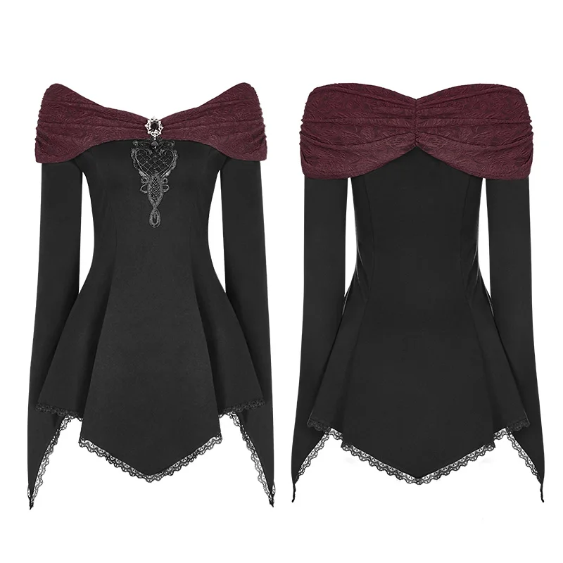PUNK RAVE Gothic Gorgeous Long Sleeve Lace Edge T