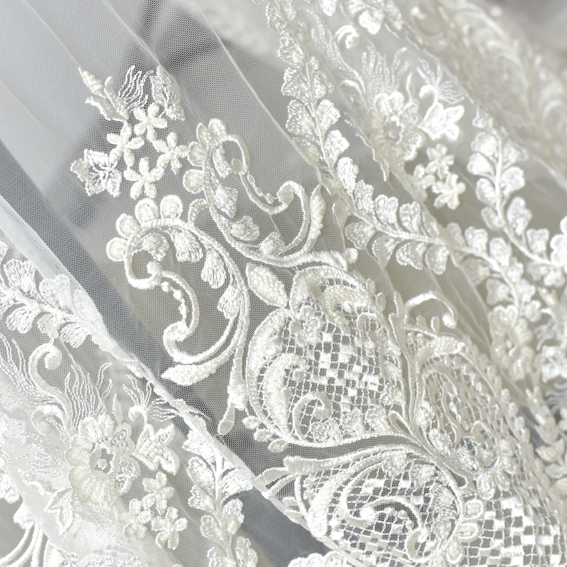 

118cm*1yard French embroidery Lace Fabrics for wedding dress floral Bridal lace applique DIY party dresses fabric for sewing