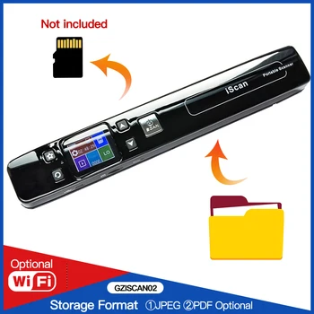 

WiFi Portable Scanner HD LCD Display Handheld Document Scanner A4 Size 1050DPI Support JEPG or PDF Support 16G SD Micro Card