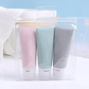 

3Pcs 38/60/80ml Travel Silicone Lotion Shampoo Shower Gel Cosmetics Empty Bottle Squeezable Refillable Bottle Cosmetic Container