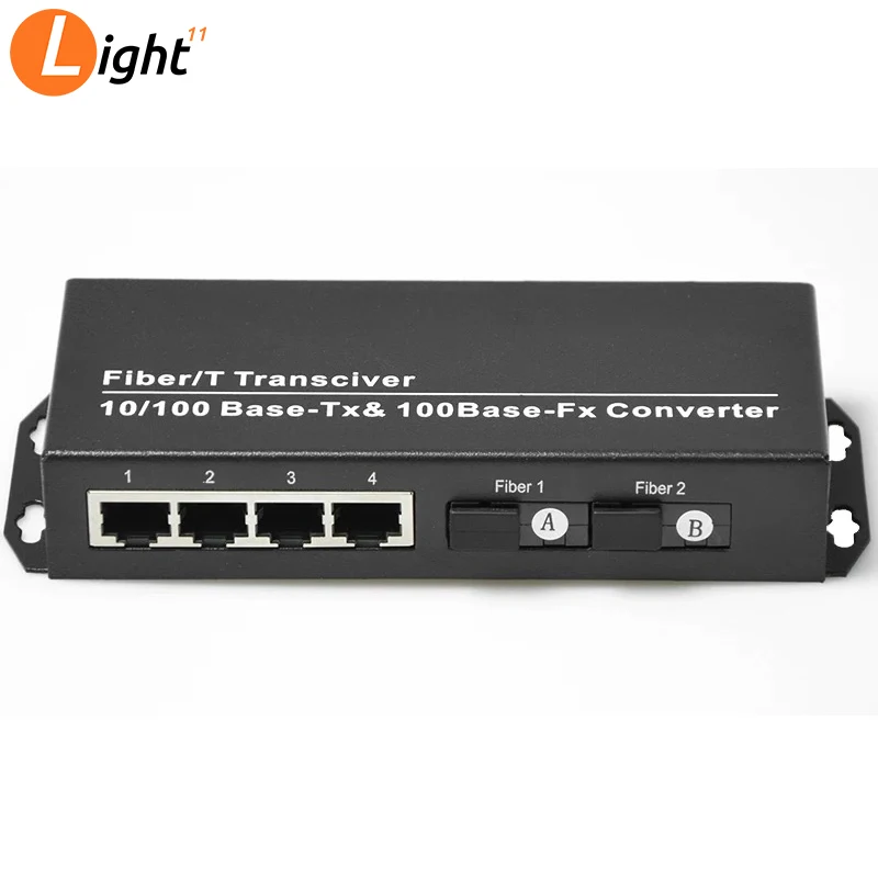 

10/100M Fast Ethernet switch Converter Ethernet Fiber Optical Media Converter Single Mode 4*RJ45 & 2*SC fast fiber Switch
