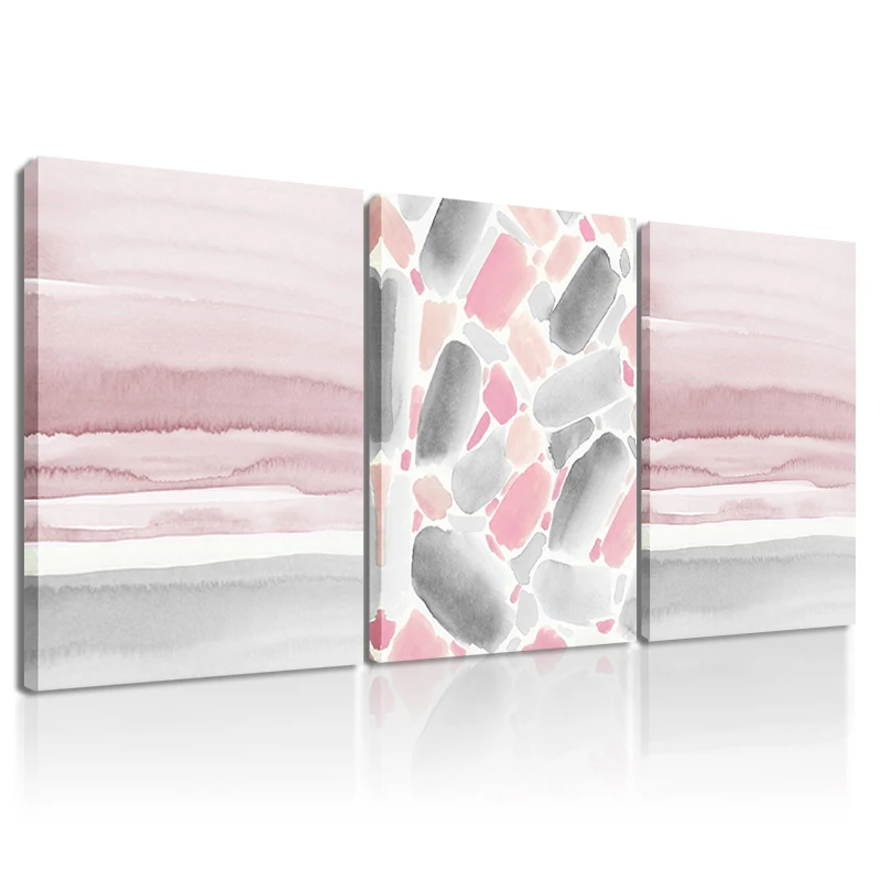 Красно розовая и серая картина в рамке для гостиной настенный плакат печать
