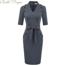 Belle Poque Ретро Бандажное платье для женщин элегантные офисные женские платья с бантом на поясе вечерние облегающие платья для женщин