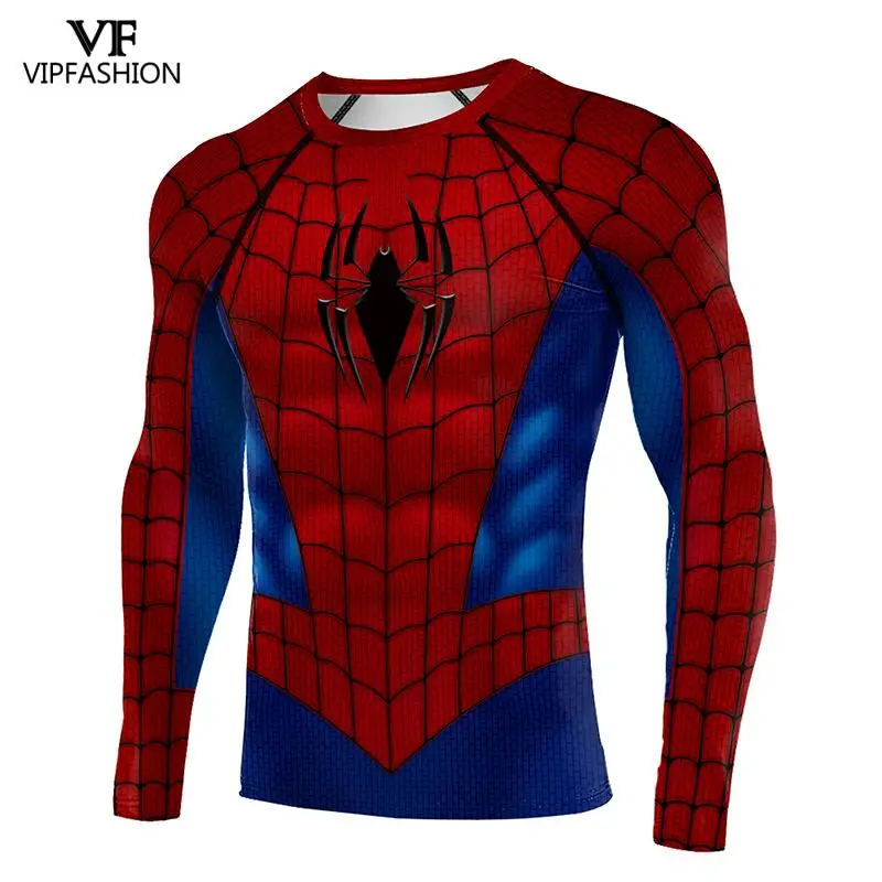

VIP FASHION 2020 New Spider Top Long Sleeve Cosplay Costume Men T-shirt Compression Shirts
