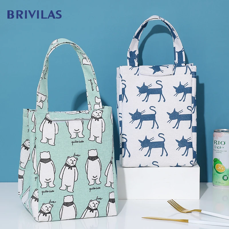 Bag Cooler-Bag Brivilas Handle Breakfast Travel Picnic Insulated Portable Cute Cat Kid