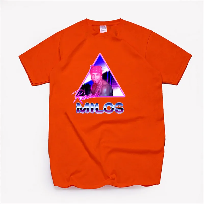 T131A-orange Ricardo Milos Эстетическая Vaporwave Винтажная летняя мужская футболка Harajuku уличная хлопковая Camisetas Hombre Мужская забавная футболка - Цвет: T131A-orange