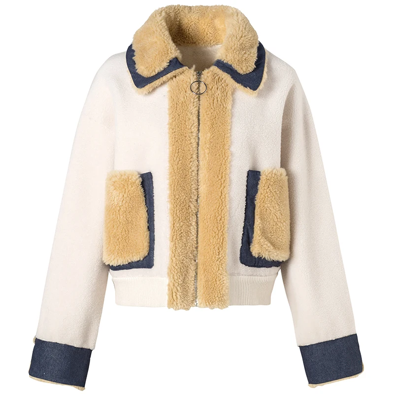 Пальто из натурального меха женская шерстяная куртка осенне-зимнее пальто женская одежда корейские винтажные меховые пиджаки из овечьей шерсти Abrigo Mujer 4262