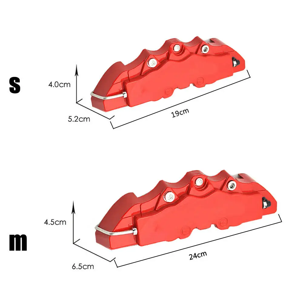Car Truck Disc Brake Caliper Covers 1 pair 3D Auto Front Rear Disc Brake Caliper Cover Decoration Universal Kit Red Cover