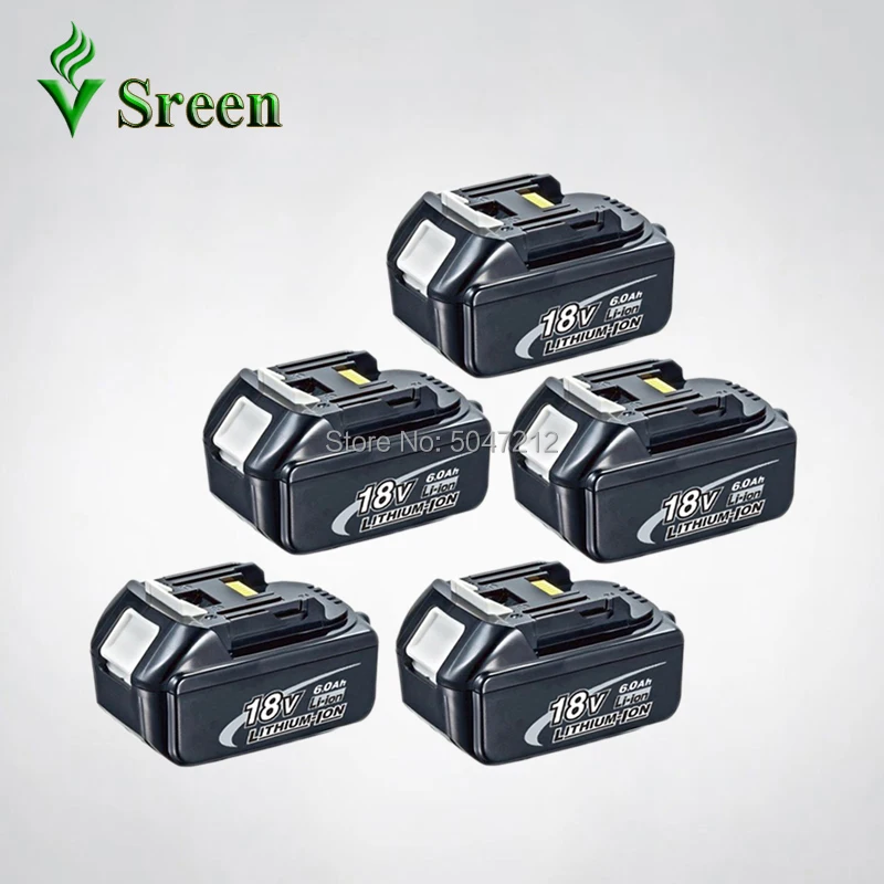 

5 Packs 6000mAh Li-ion BL1860 for Makita 18V BL1850 BL1830 BL1840 BL1815 LXT400 Replacement Power Tool Rechargeable Battery