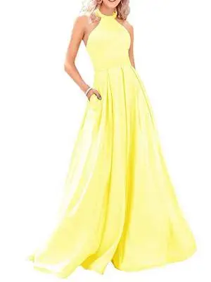 Новое модное сексуальное вечернее платье без рукавов с открытой спиной трапециевидные вечерние платья для выпускного вечера Вечернее платье для выпускного вечера - Цвет: Цвет: желтый