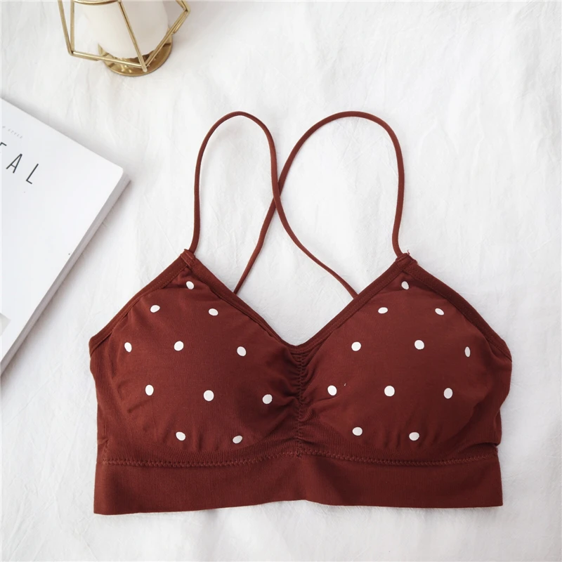 AOSSVIAO белый горошек крючком Camisole Cami женская летняя майка с открытой спиной женская уличная мода кроп Топ - Цвет: Burgundy