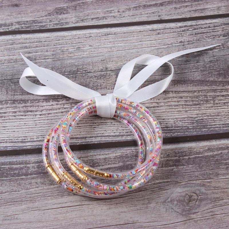 Fashion Glitter Bangle Set Glitter Filled Summer Silicone Jelly Gummies Bracelet