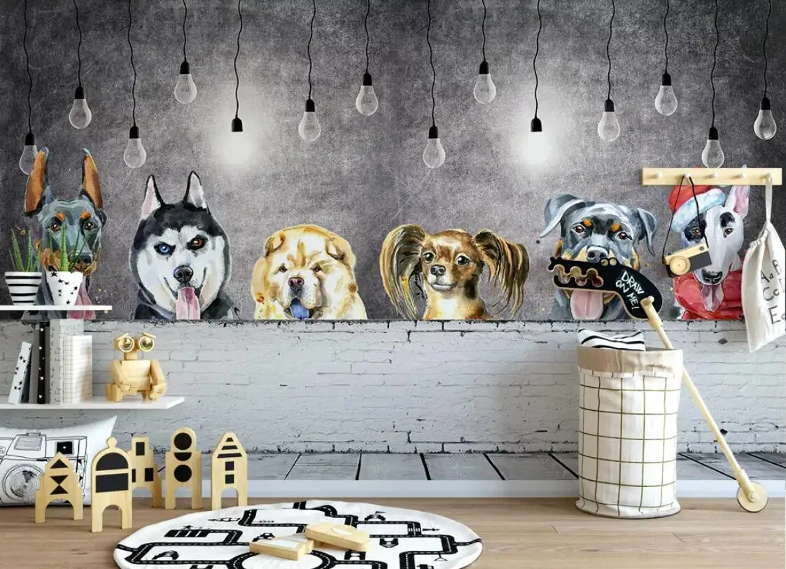 3d Kids Children Room Animal Wallpaper Grey Background for Living Mural Wall Decor Papers Roll HD Contact Paper | Обустройство дома