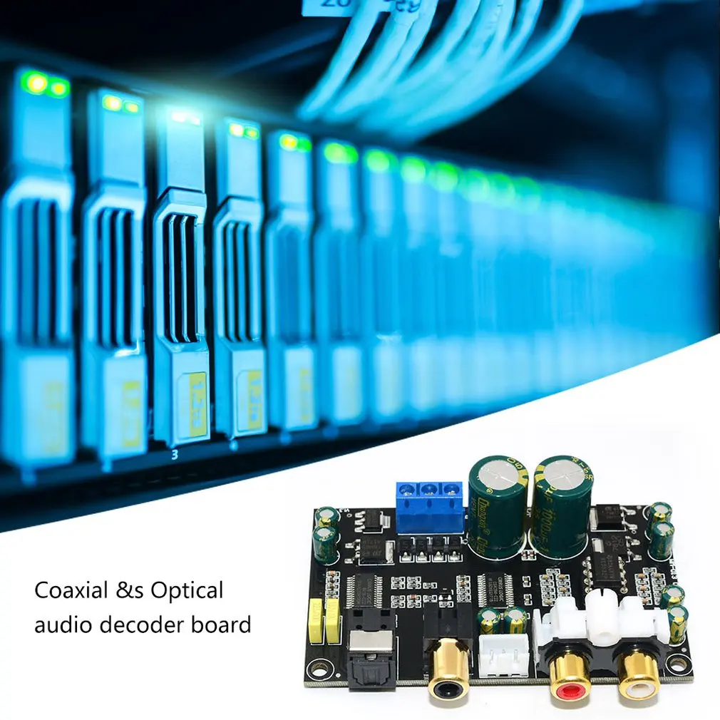 Оптический коаксиальный аудио декодер Cirmech Cs8416 Cs4398 чип 24bit192khz Spdif коаксиальный волоконно-оптический ЦАП Декодер плата для усилителя