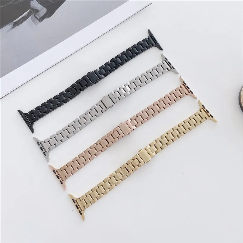 

Business Fashion Metal Alloy Wrist band For Apple iWatch 6 5 SE 4 3 2 1 Watch strap 38mm 40mm 42mm 44mm Couple Loop watchstrap