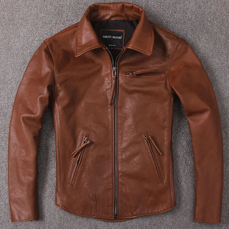 

Free shipping.2020 Wax-feeling uncoated cowhide jacket.classic braker style genuine leather coat.vintage jackets.sales.