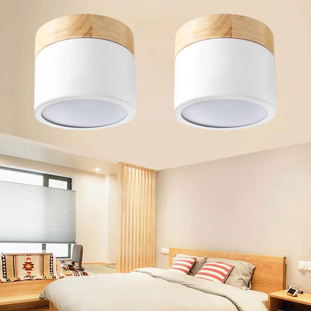 

(2pcs/Lot) Creative LED Ceiling Spot Light Surface Mounted AC220V Warm/Cold White Wood Ceiling Lamps Modern Lighting Fixtures