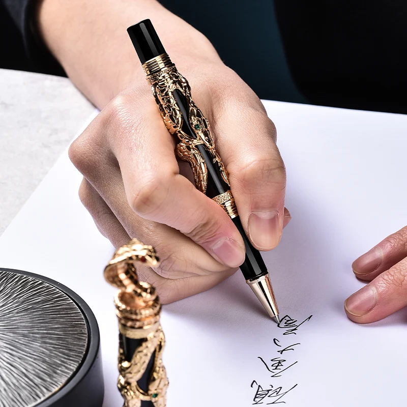Jinhao 금속 뱀 롤러 볼펜, 사무용품, 고급 잉크 펜, Iraurita Cobra 3D 패턴 선물