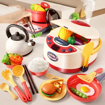 

Rice Cooker Toy Smart Spray Children Unisex Kitchen Simulation Play House Hands-on Ability Steam Cooking Light Music Set Toy