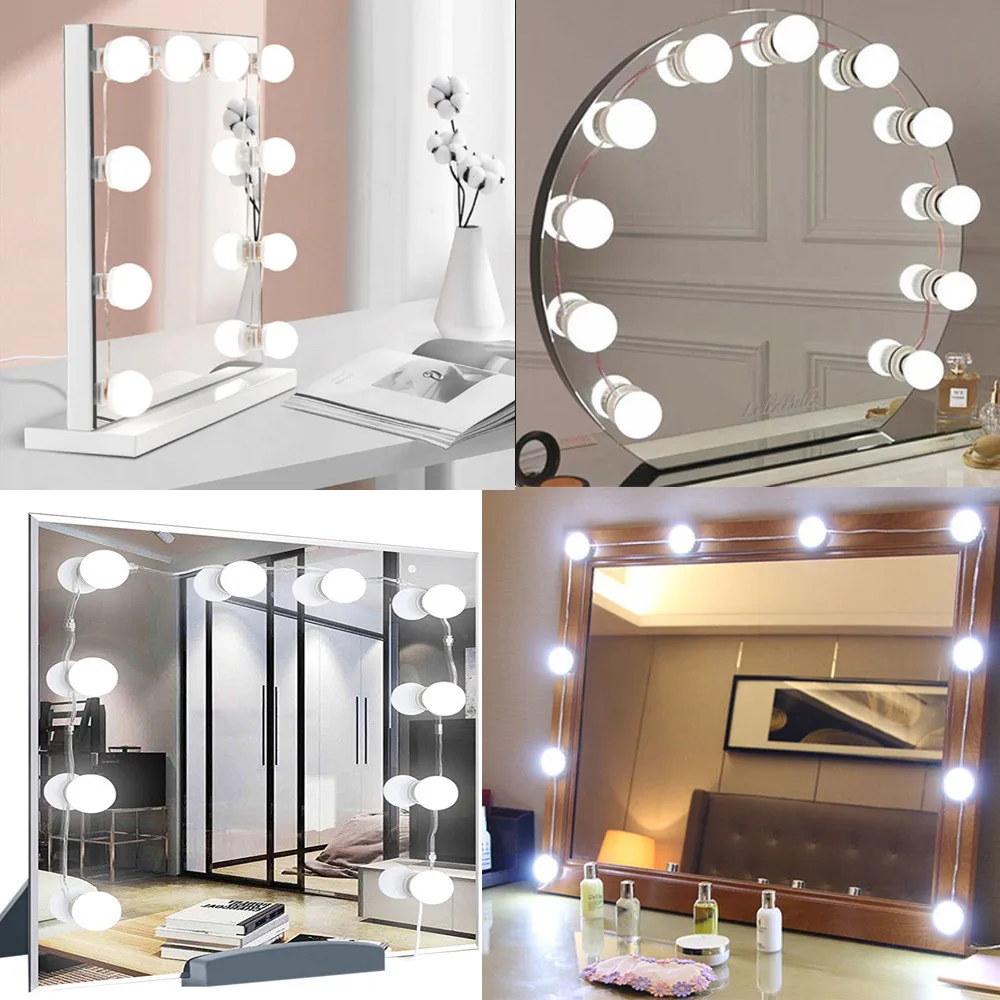 USB miroir variateur de lumière maquillage Table miroir lumière Led chambre  décor 10 ampoule Led vanité lumière 3 couleurs