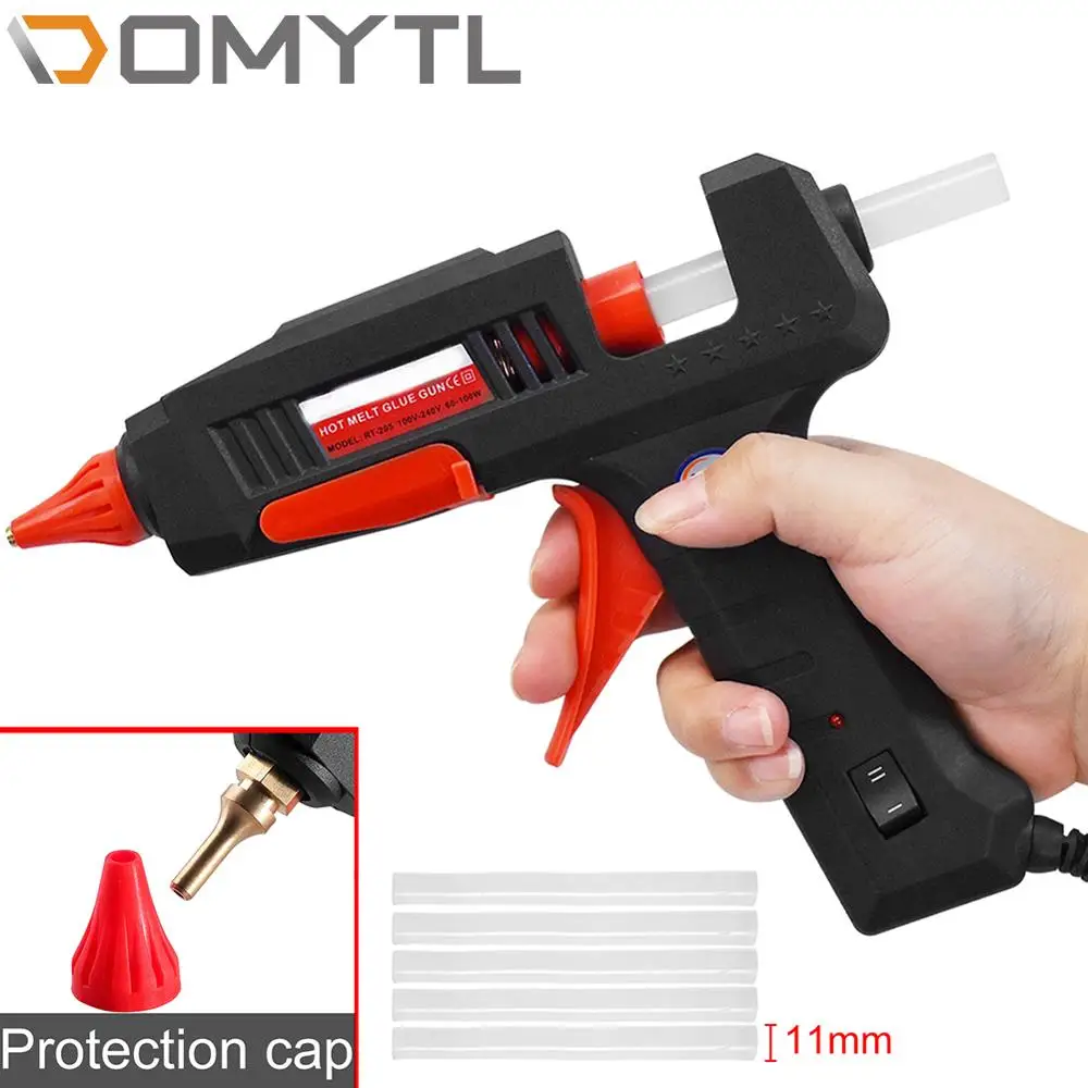 60/100W Adjustable Glue Gun 11mm Glue Stick DIY Craft Repair Tool EU/US Copper Mouth Hot Melt Gun Hand Tool 5pcs Glue Stick