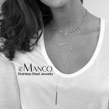 Женское Ожерелье eManco 316L из нержавеющей стали, Бамбуковая цепочка, колье, женское длинное ожерелье с подвеской