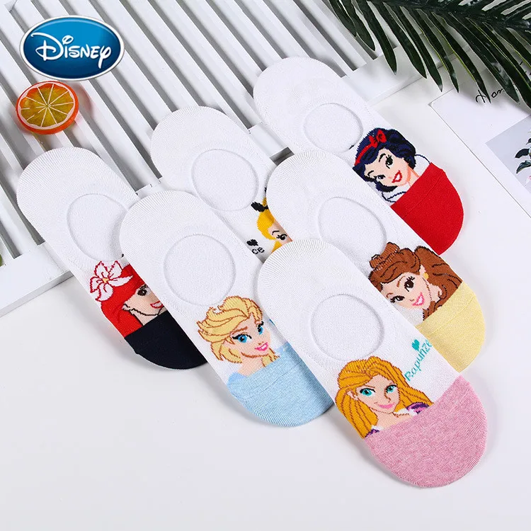 Носки-лодочки с мультяшными героями Диснея принцессы женские весенне-летние
