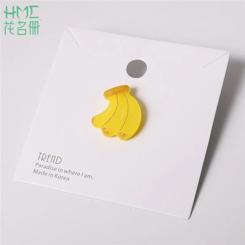 Banana 1pc Корейская милая маленькая брошь, 1-3 шт., Модная студенческая брошь на кнопках, значок с фруктами и цветами, фиксированная одежда, обувь, аксессуары для девочек - Цвет: Banana 1pc
